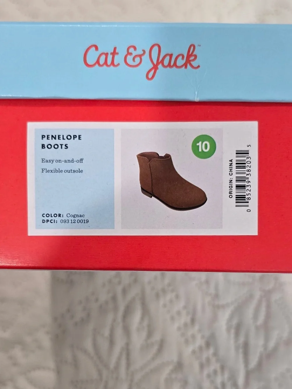 Cat & Jack Penelope Cognac Ankle Boots Kids Size 10 NWT